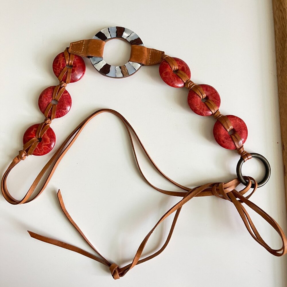 Elegant Red and Brown Women's Belt